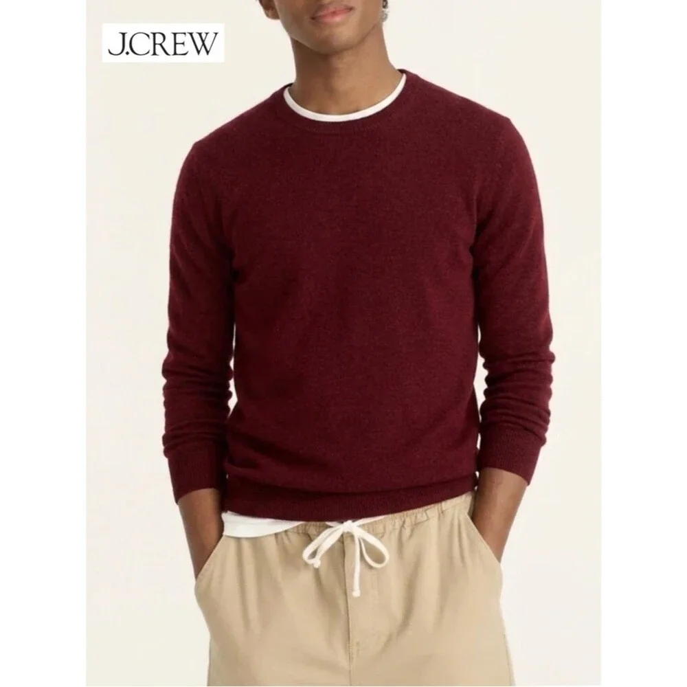 J Crew Cashmere Crewneck Sweater Sweater Men's M Medium AZ965 Red Ochre